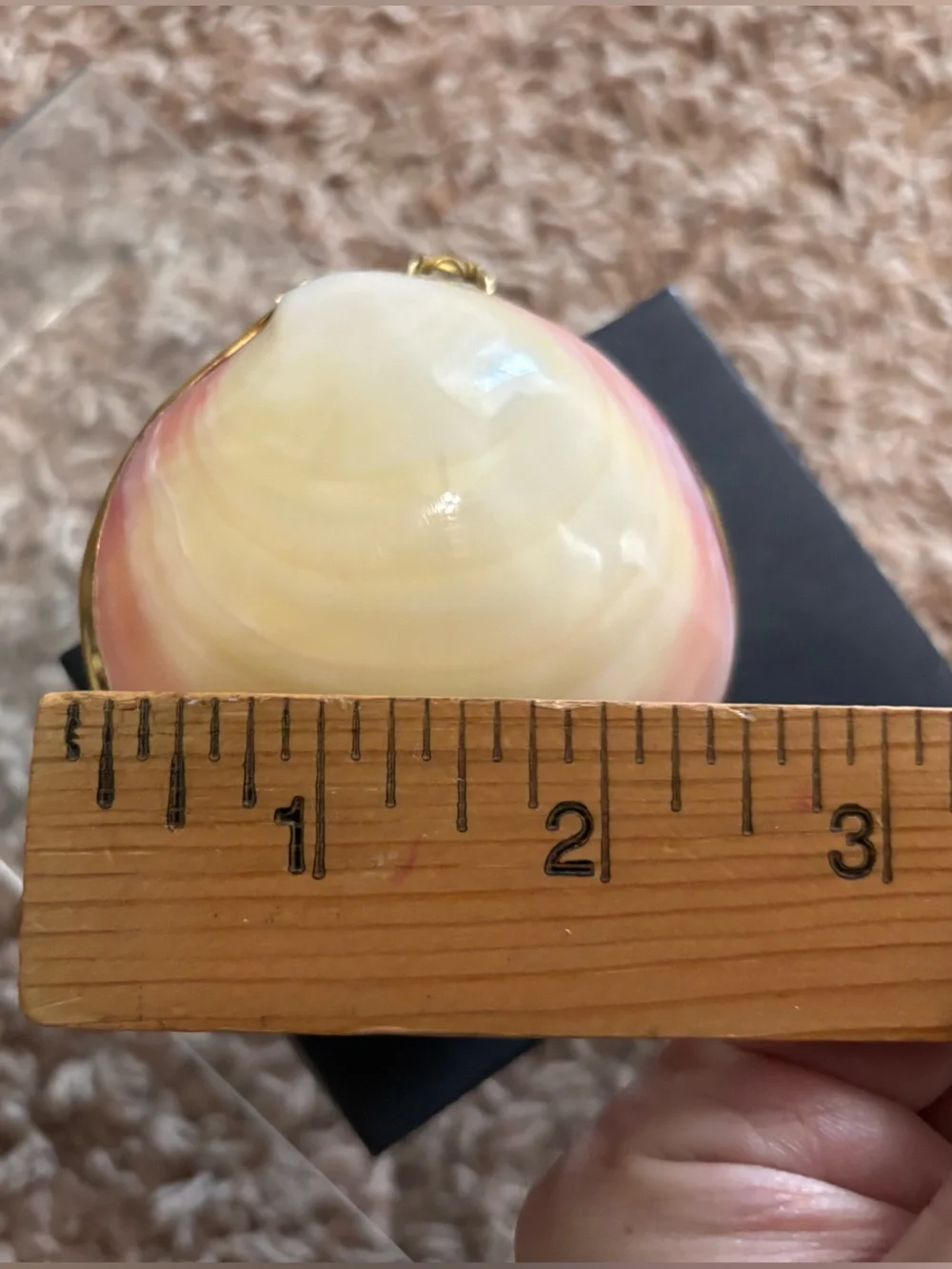 Vintage Coastal Grandmillennial Seashell Trinket Box - Pink Gold Tone Hinged